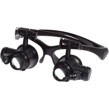Lente d'ingrandimento a LED montata sulla testa 10X 15X 20X 25X Lente ottica in vetro Lente d'ingrandimento a