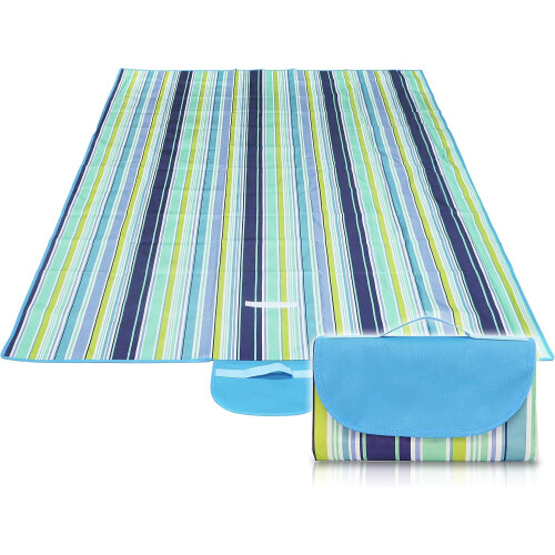 Couverture de pique-nique extérieure lavable en machine imperméable (bleu vert)