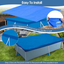Capa de piscina retangular à prova d'água e resistente a raios UV, capa de piscina retangular tubular