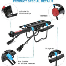 Suporte traseiro para bicicleta com capacidade para 50 kg, ajustável, para bagagem de MTB com refletor