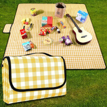 Coperta da picnic impermeabile, telo da spiaggia 200200 cm, lavabile, con manico, giallo
