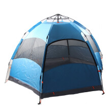 8 hengen kevyt Pop Up Camping Teltta Double Layer Instant Automaattinen kuusikulmainen teltta Sininen