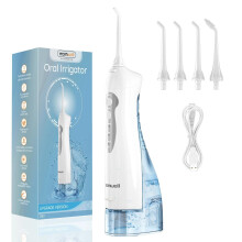 Novo irrigador oral portátil recarregável com jato de água D52Pro, 300ml, 4 jatos, à prova d'água, limpador