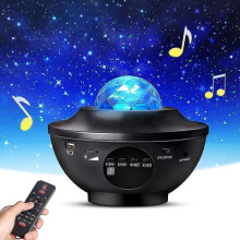 Star Projector Galaxy LED-lamppu Sisäänrakennettu kaiutin, monivärinen musta
