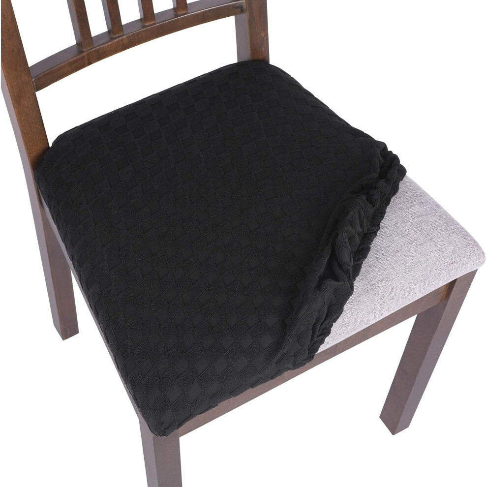 Housse de chaise en jacquard, lavable et amovible, pour salle à manger, cuisine, bureau, avec fond