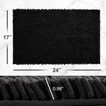Kobercová protišmyková deka do kúpeľa Mäkká a nadýchaná super absorpčná kúpeľňa 17 x 24 palcov čierna