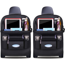 Alfombrillas protectoras para asiento trasero de coche, de piel sintética de lujo, con soporte plegable para tableta,