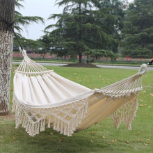 Hamaca de lona con borlas para acampar al aire libre, para interiores, individual, doble, para ocio, columpio
