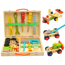 Kit de 35 herramientas de reparación de madera para niños, caja de herramientas portátil multifuncional, juguetes