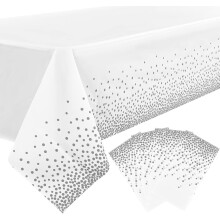 Ensemble de nappes jetables 54 x 108 pouces, nappes en plastique à pois argentés, décorations de fête