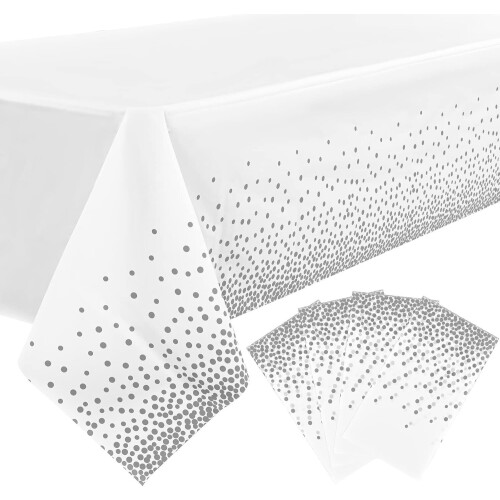 conjunto de toalhas de mesa descartáveis 54 x 108 polegadas toalha de mesa de plástico com bolinhas