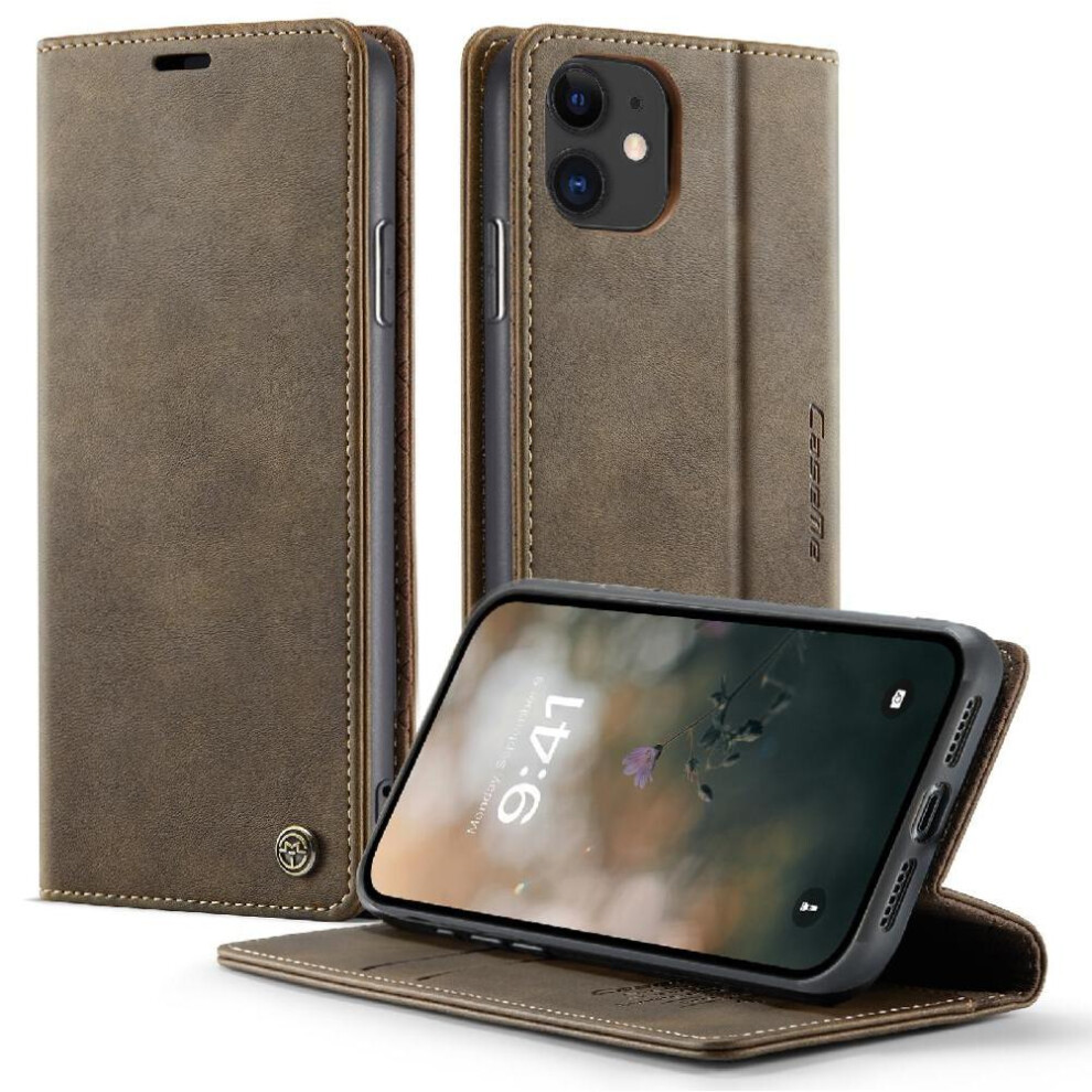 (Brown) Retro Leather Wallet Case For Iphone 11 Adjustable Kickstand Shockproof Protection Rfid Blocking Brown 764563548118