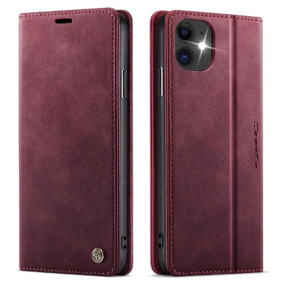 (Red) Retro Leather Wallet Case For Iphone 11 Adjustable Kickstand Shockproof Protection Rfid Blocking Red 764563548125