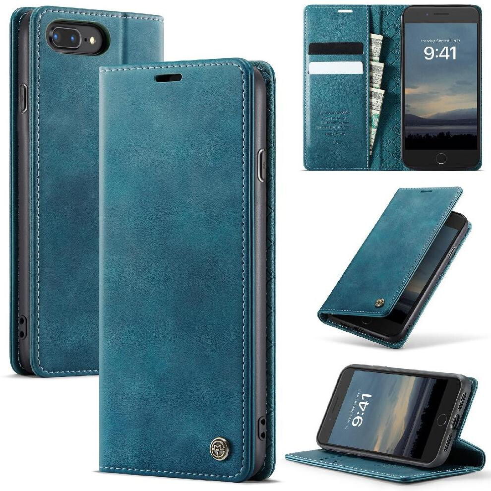 (Blue) Retro Leather Wallet Case For Iphone 6 Plus/6S Plus Shockproof Protection Adjustable Kickstand Rfid Blocking Blue 764563548248