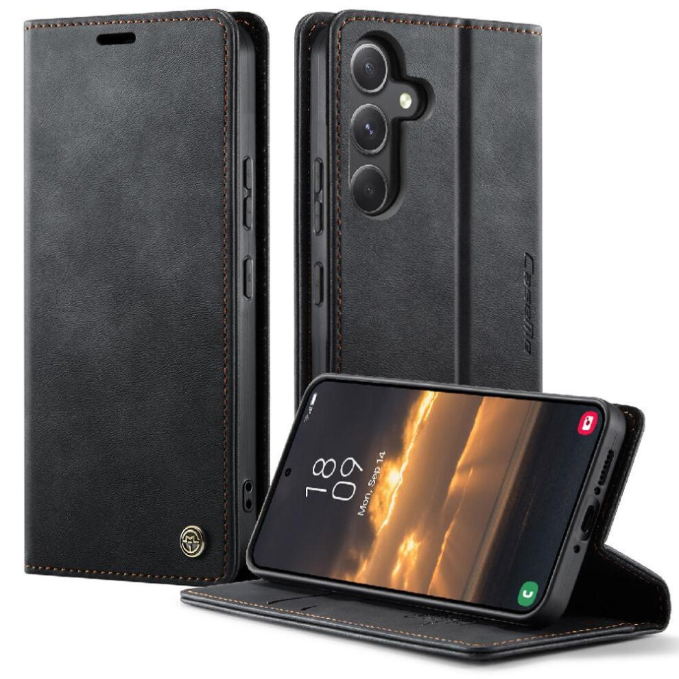 (Black) Retro Leather Wallet Case For Samsung Galaxy A54 5G Rfid Blocking Adjustable Kickstand Shockproof Protection Black 764563548507
