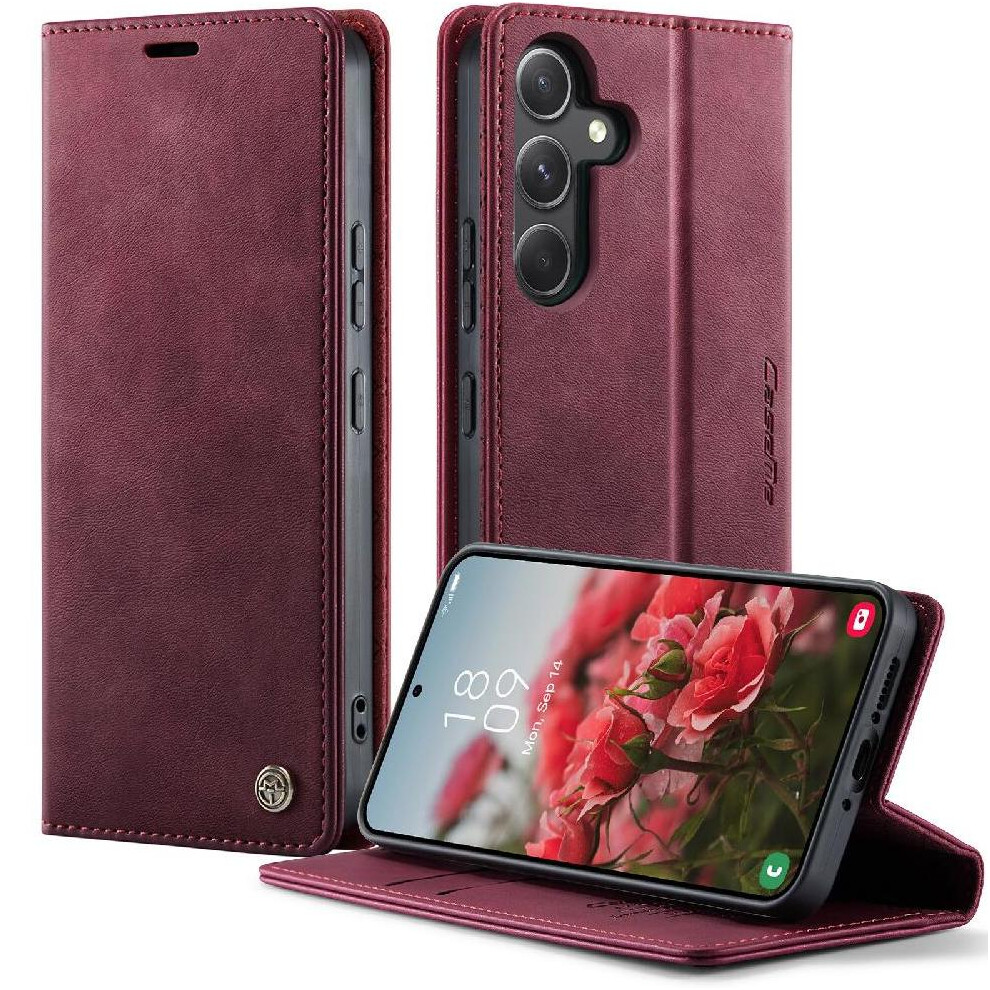 (Red) Retro Leather Wallet Case For Samsung Galaxy A54 5G Rfid Blocking Adjustable Kickstand Shockproof Protection Red 764563548477