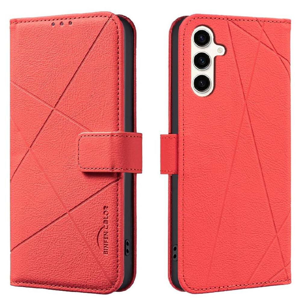 Photos - Case Phone for Samsung Galaxy A36 5g Card Slots Holder Magnetic Flip Folio Rfid Blocking Pu Leather Full Protection(Red)