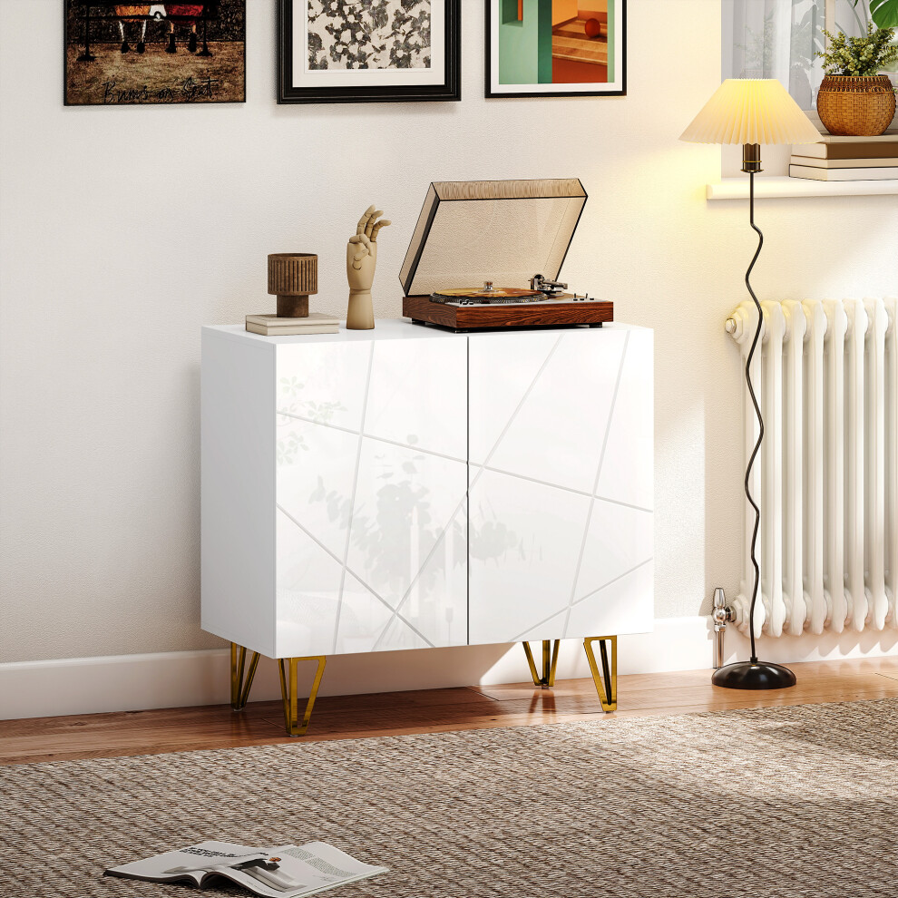 Homcom White (White) Storage Cabinet, Sideboard With Adjustable Shelf