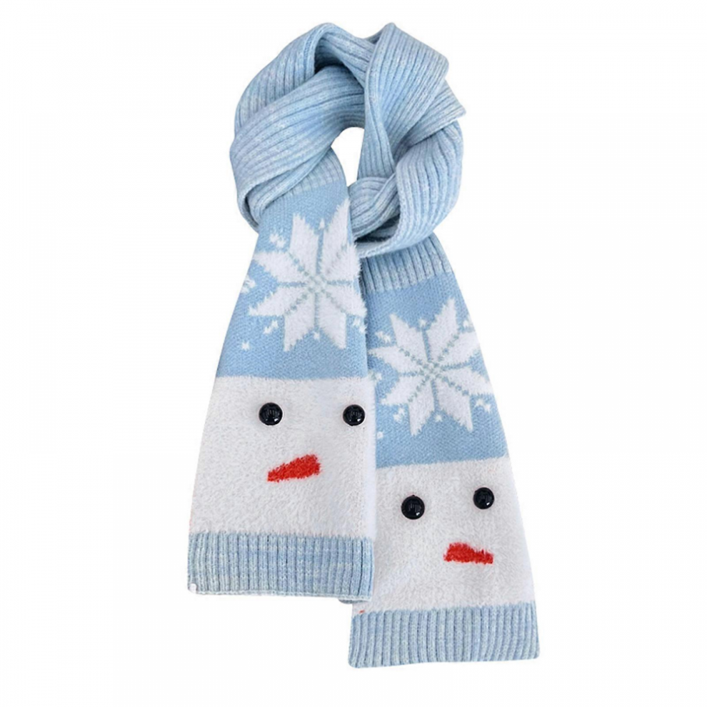 Écharpe tricotée étroite et élégante, décoration flocon de neige, foulard tendance, accessoires chauds d'hiver, bleu