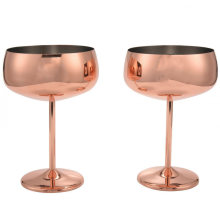 Lot de 2 verres à champagne en cuivre et acier inoxydable vintage, verres à cocktail et gobelets à vin