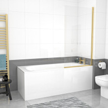 Nes Home 1700mm Round Bath with Legs and Brushed Brass Frame Square Bath Screen