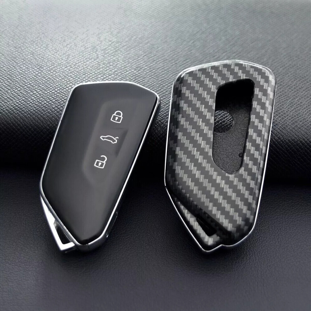 Carbon Fiber Style Key Fob Cover Case Keychain Fit For Vw Golf Gti Mk8 Id.4 Uk 6963793600595