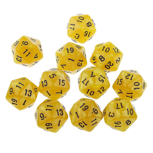 10 τεμάχια ζάρια είκοσι όψεων D20 για παιχνίδι D&amp;d παιχνίδια RPG για πάρτι, κίτρ 1