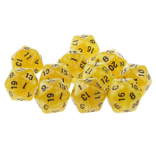 10 τεμάχια ζάρια είκοσι όψεων D20 για παιχνίδι D&d παιχνίδια RPG για πάρτι, κίτρ