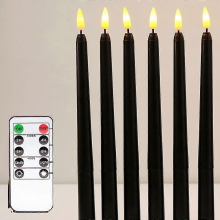 6er-Pack schwarze LED-Stabkerzen, Fensterkerzen, Kerzenlichter, lange Kerzen, batteriebetriebene Kerzen (Batterie nicht im Lieferumfang