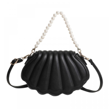 Damen Perlenkette Handtasche Mode Muscheln Abendtasche Trendy Schulter Crossbody Tasche Mädchen All-Matching Messenger Bag Weiß