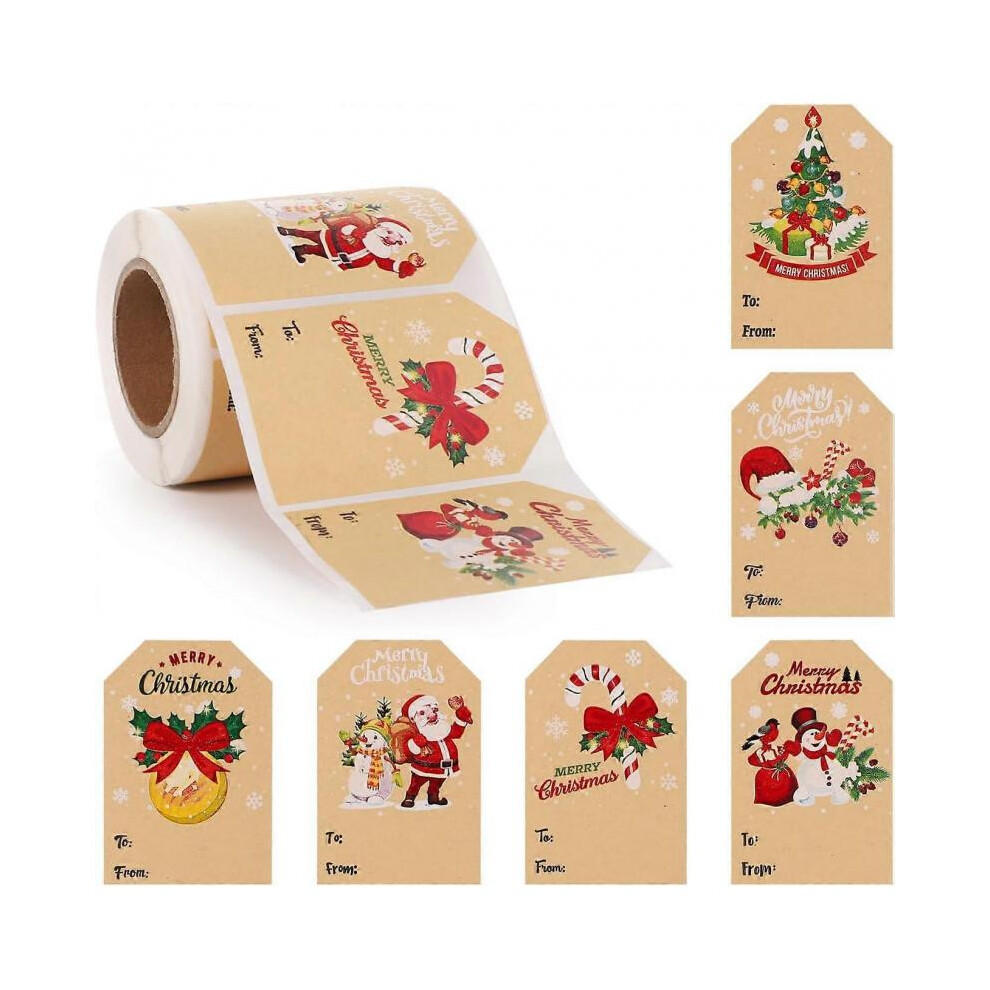 Autocollants pour étiquettes cadeaux, autocollants pour étiquettes de Noël, autocollants en papier kraft, autocollants décoratifs de Noël