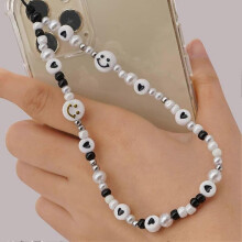 Beads Hand Strap for Phone, Smiley Face Universal Mobile Phone Lanyard Beads Wrist Chain for Women Girls Bohemian Beads Charm Mobile Phone Lanyard