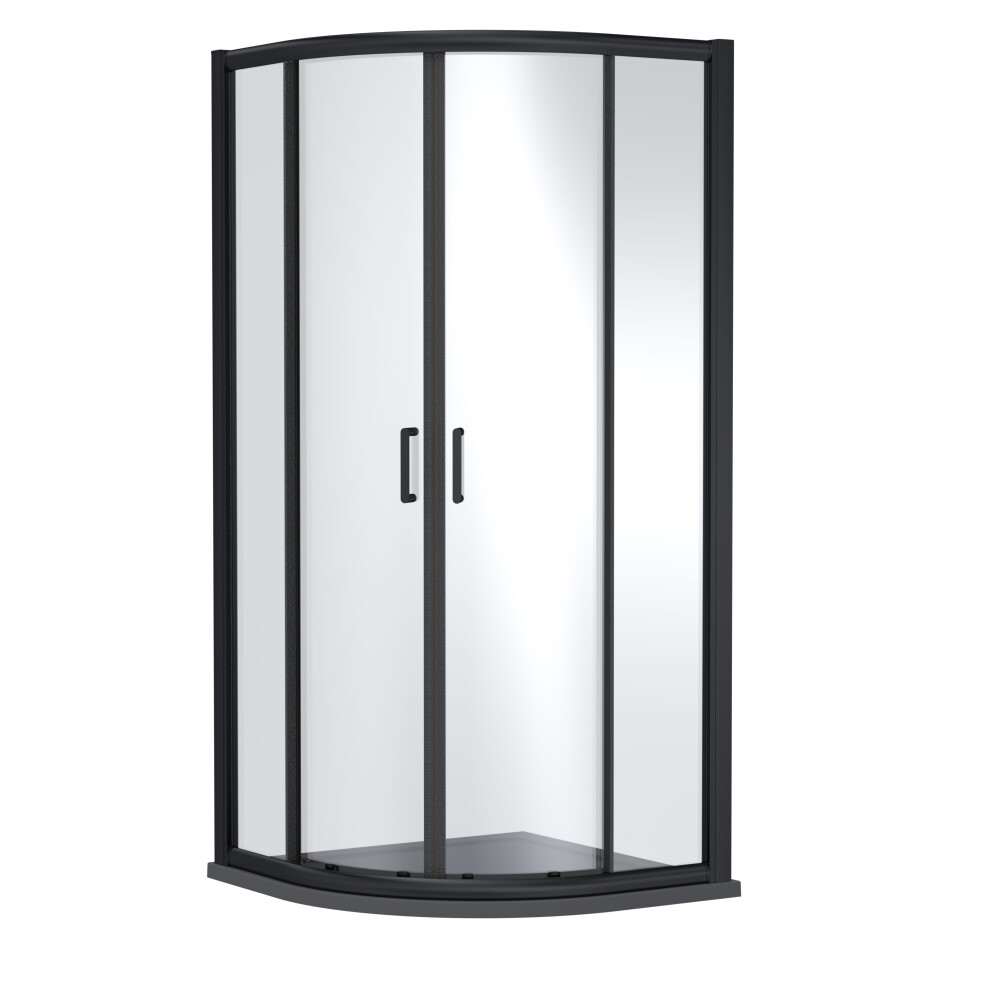 Balterley Contemporary Bathroom Quadrant Shower Enclosure With Tray - 1000 X 1000Mm, Matt Black/Grey