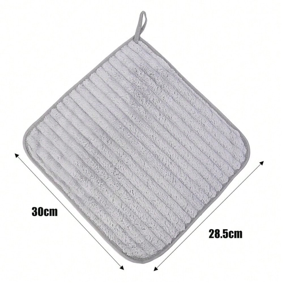 (Light Grey, 5pcs) 5/1PCS Coral Fleece Hand-Wiping Towel Thickened Absorbent Towel Hangable Enduring Soft Handkerchief Kitchen Washing Dishes Towel-image-OPC-PHGPMZJ-NEW