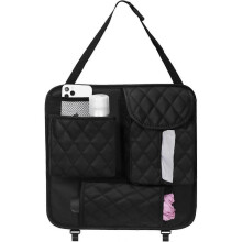 Rear Seat Car Organizer, Premium PU Leather Car Handbag Holder with Hooks and Large Pockets, Hanging Rear Seat Organizer