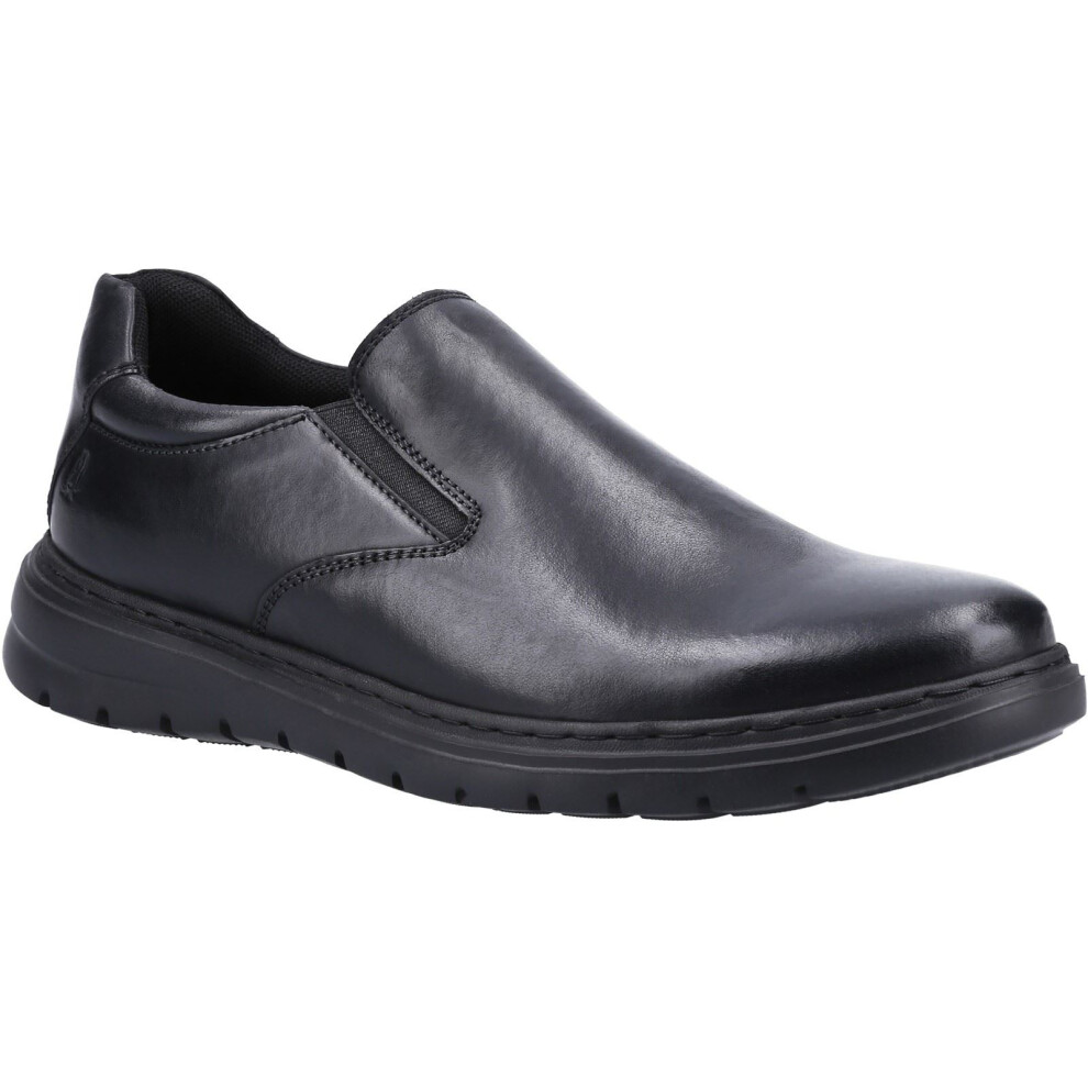 Hush Puppies (Black, 6 (Adults')) Trent Leather Men's Black Slip-On Shoes