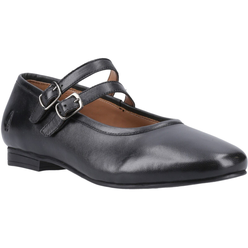 (Black, 8 (Adults')) Hush Puppies Nancy Mary Jane Leather Women's Black Leather Shoes