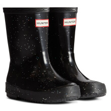 (Black, 5 (Adults')) Hunter Kids First Giant Glitter Rubber Black Wellington Boots