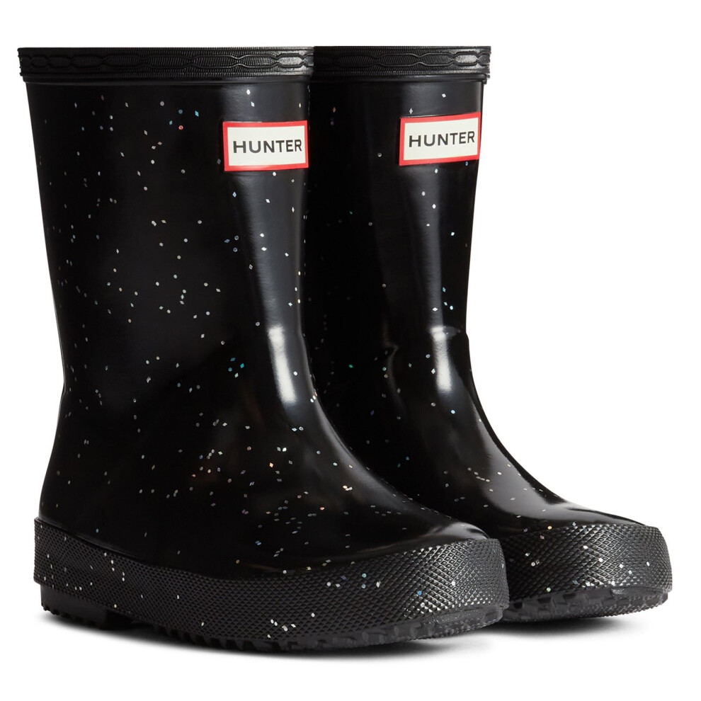 Hunter (Black, 5 (Adults')) Kids First Giant Glitter Rubber Black Wellington Boots