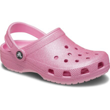 (Pink, 7 (Adults')) Crocs Classic Glitter Thermoplastic Pink Tweed Glitter Loafers