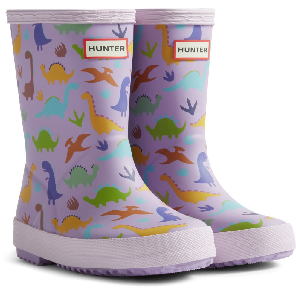 Hunter (, 4 (Adults')) Kids Dinosaur Boot Rubber Dinosaur Wellington Boots Purple