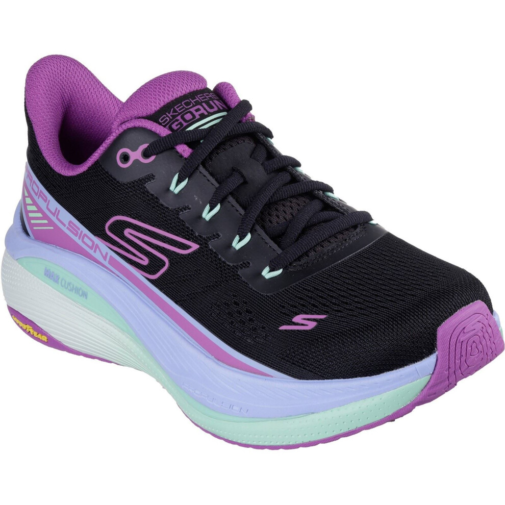(Black, 3 (Adults')) Skechers Performance Max Cushioning Propulsion Textile Women's Black/Purple Trainers