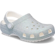 (White, 4 (Adults')) Crocs Classic Glitter Clog Thermoplastic White Loafers