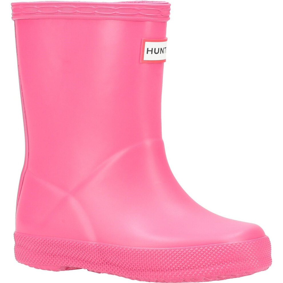 Hunter (Pink, 5 (Adults')) Kids First (Matte) Rubber Bright Pink Wellington Boots