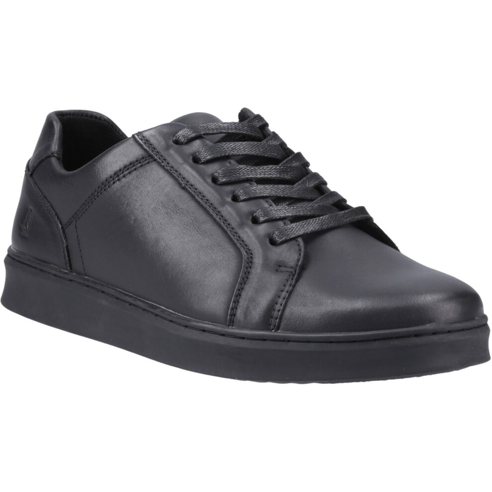 (Black, 10 (Adults')) Hush Puppies Madden Leather Men's Black Trainers