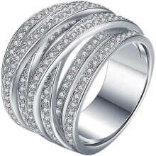 Shiny Half Full Diamond Ring Multilayer Winding Cubic Zirconia Anniversary Rings Diamond Multi Row Ring for Women (US Code 6)