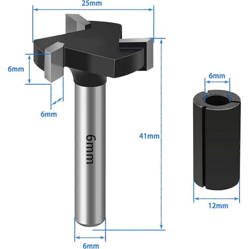 Surfacing Router Bit, 6mm Shank 25mm Cutting Diameter DadoPlaner Router Bits 1