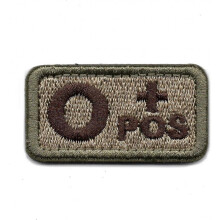 Tactical Blood Type O+ Positive POS Hook and Loop Patch Embroidered Morale Military Badge for Outdoors (Coyote Brown O+)