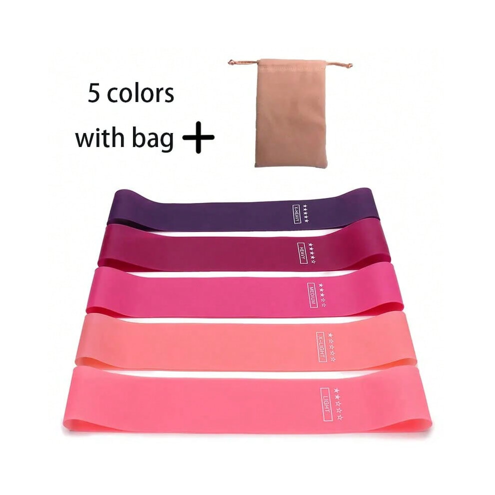 Vehhe (5Pcs Colors With Bag) 5Pcs/Set Yoga Resistance Rubber Bands Bodybuilding Elastic Bands Pilates Exercise Workout Bands Expander Belt Fitness Equipment