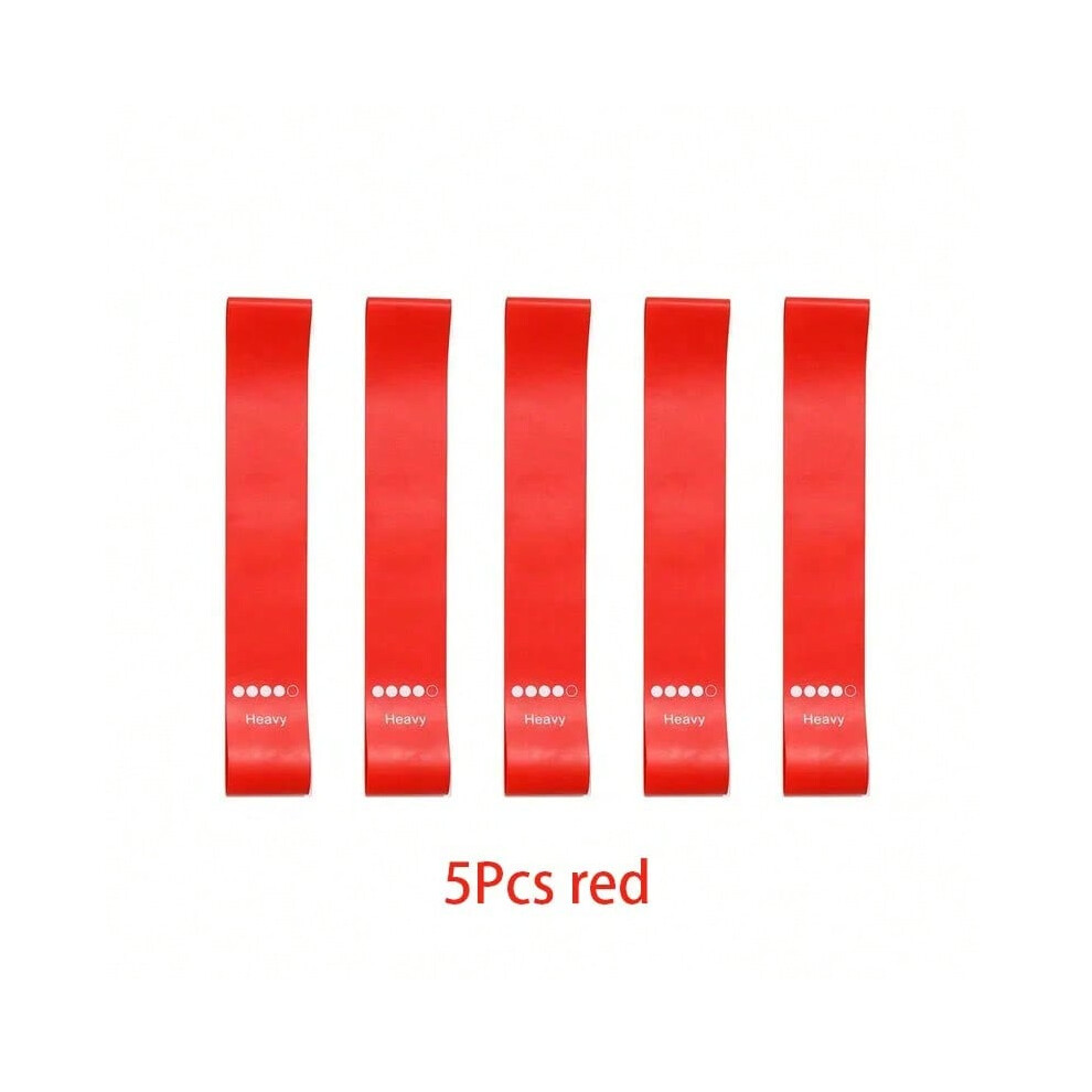 Vehhe (5Pcs Red) 5Pcs/Set Yoga Resistance Rubber Bands Bodybuilding Elastic Bands Pilates Exercise Workout Bands Expander Belt Fitness Equipment